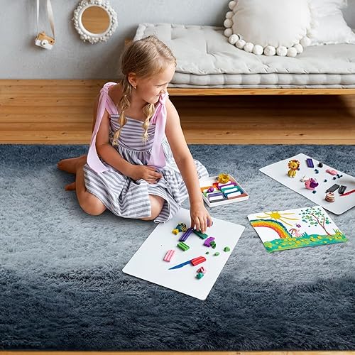 Miniatura 21 de Vafodo Alfombras de área para dormitorio esponjoso, alfombra de sala de estar, 9 x 12 pies, suave y esponjosa, alfombra de área rosa sólido