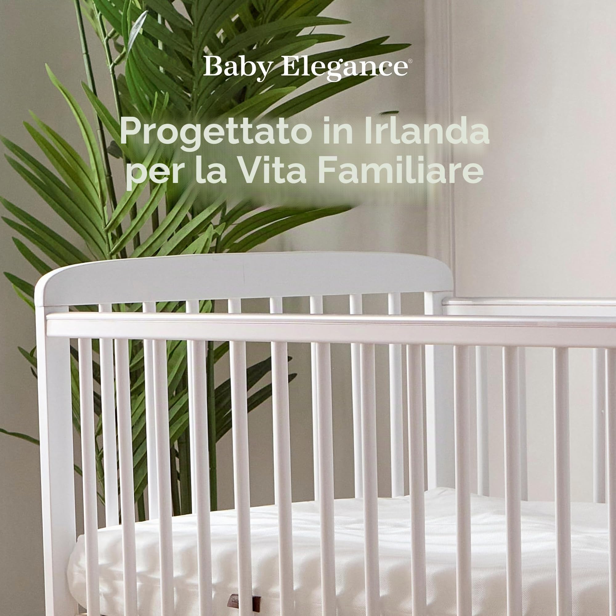 Starlight Culla di Baby Elegance | Lettino in legno bianco con altezze regolabili, barre per dentizione resistenti e design compatto | Letto per neonati ideale per piccoli spazi | Materasso venduto