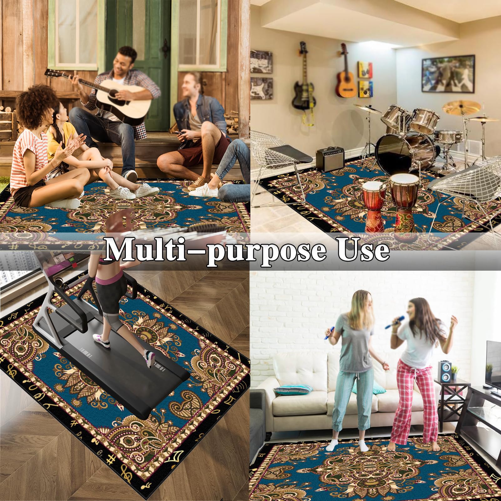 Klavierteppich Schallschutz Teppich, Schlagzeugteppich, rutschfest Schalldicht Drum Teppich Matte Innen und Außen Klavier Teppich Bodenschutzmatte Antivibrationsmatte für Schalldämmung 170 x 140 cm