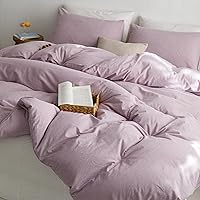 Vista 132 de ECOCOTT Juego de funda de edredón de 3 piezas, 100% algodón lavado, duradero, suave y cómodo, con cierre de cremallera, sin edredón, tamaño King