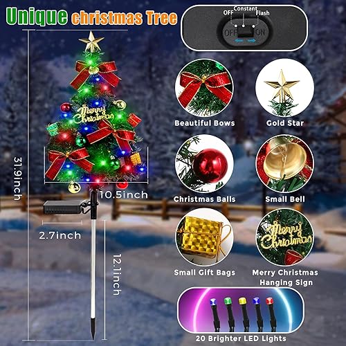 Miniatura 3 de Luces solares para árbol de Navidad al aire libre, impermeables, 2 unidades, decoraciones de Navidad, luces de árbol de Navidad, decoración de
