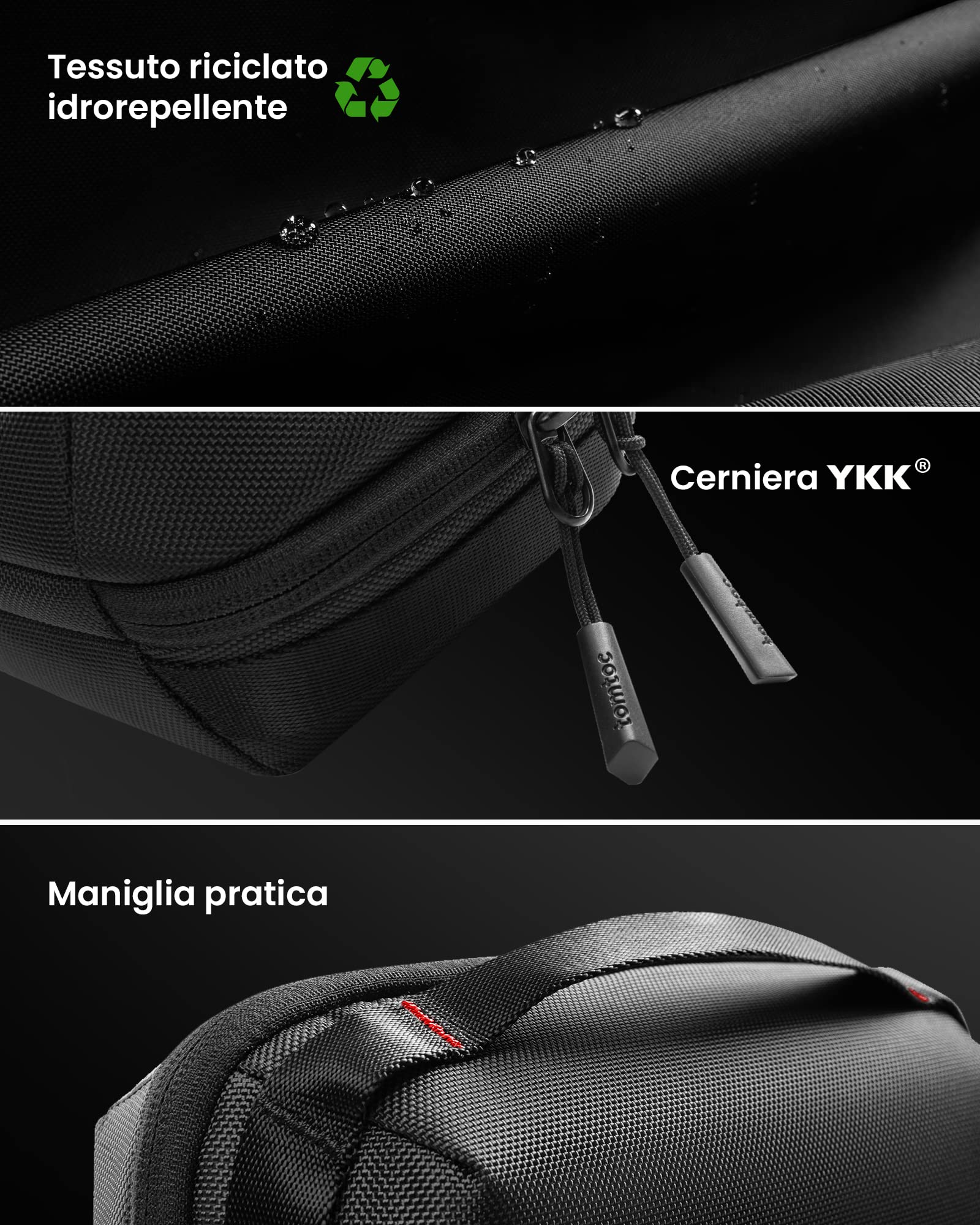 tomtoc Custodia per Cavi e Accessori Tecnici, Viaggio, Borsa Organizer per Accessori Tecnici Elettroniciadattatore MacBook, Cavo, Hub, Power bank, Chiavetta USB, Caricabatterie, Disco Rigido, Regali