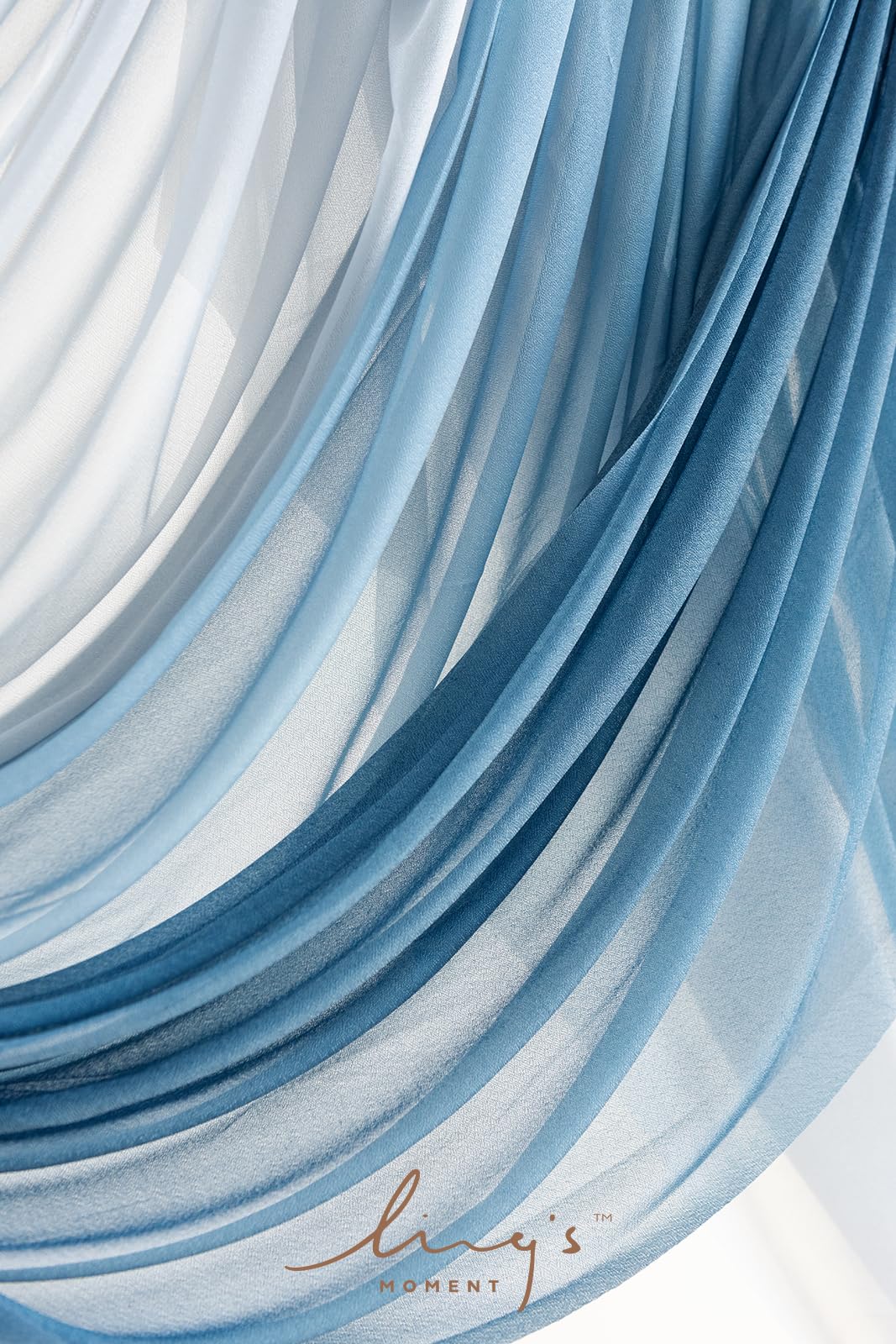 Ling's Moment Easy Hanging Wedding Arch Chiffon Drape 3 Panels Navy Blue 26.5ft x 30" w Fabric for Wedding Ceremony Reception Swag Backdrop Home Decor Sheer Curtain Draping Outdoor Decorations