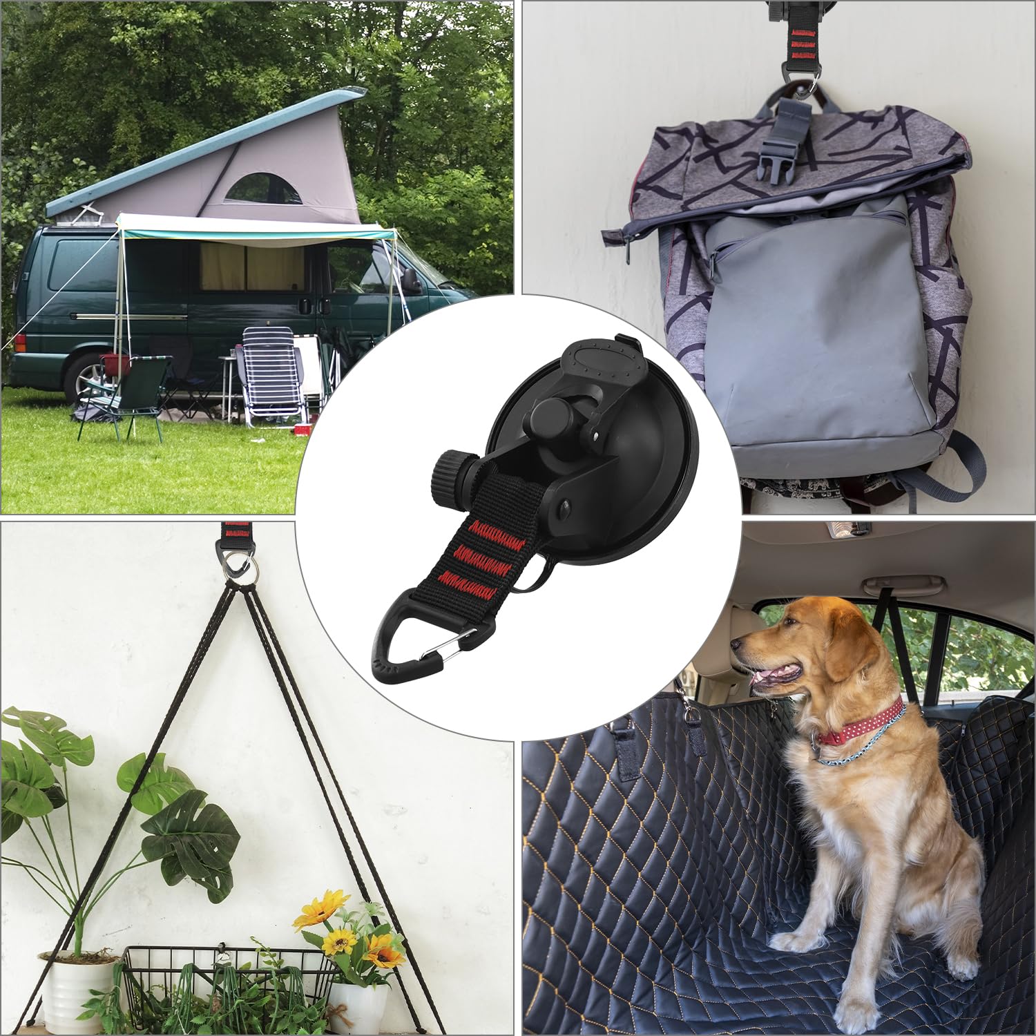 QWORK® 4 szt. przyssawek, wielofunkcyjne przyssawki kempingowe, do domu, na zewnątrz, do samochodu, vana, markizy do samochodów ciężarowych