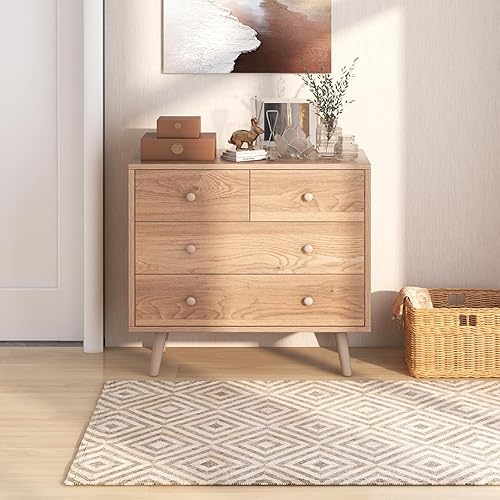 Miniatura 2 de Giantex Armario de almacenamiento con 4 cajones de almacenamiento, dispositivo antivuelco, asas prácticas, mesa auxiliar, muebles modernos para el