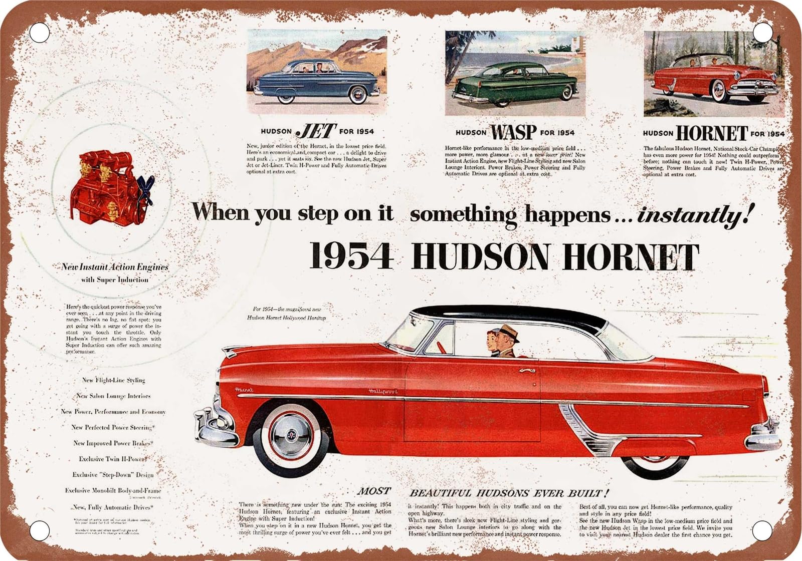 METAL SIGN - 1954 Hudson Vintage Ad 01 - Old Retro Rusty Look home decor