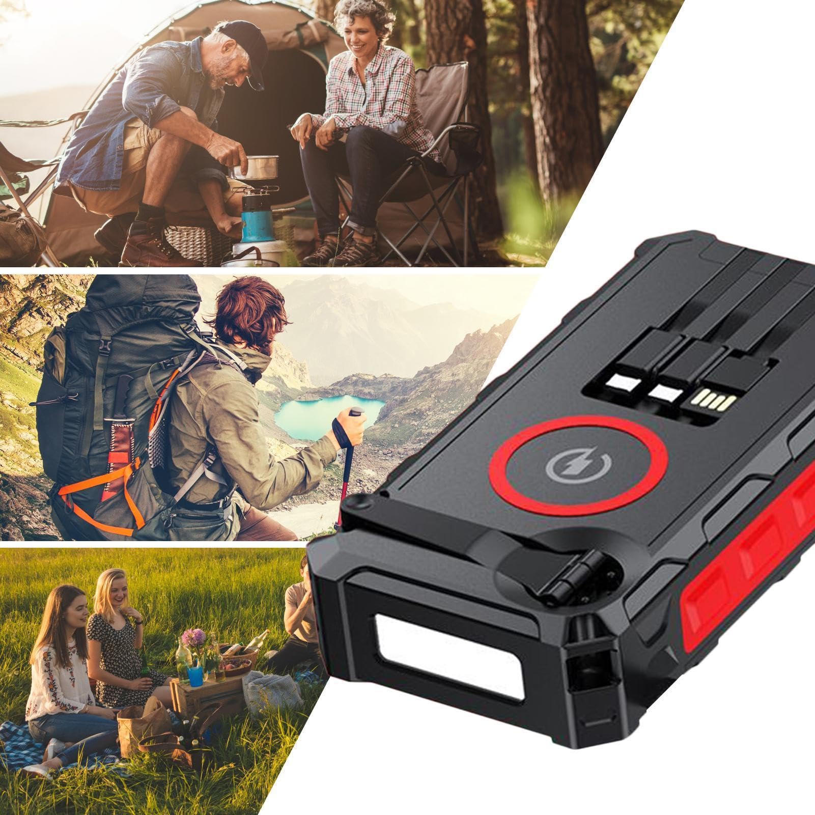 Power Bank Solare Allarme Wireless Elettronico | Power Bank Con Ricarica Rapida E Torcia Per Casa Viaggio Campeggio Pesca Uomo Donna Ragazzi Ragazze Giovani Ciclisti Mamma
