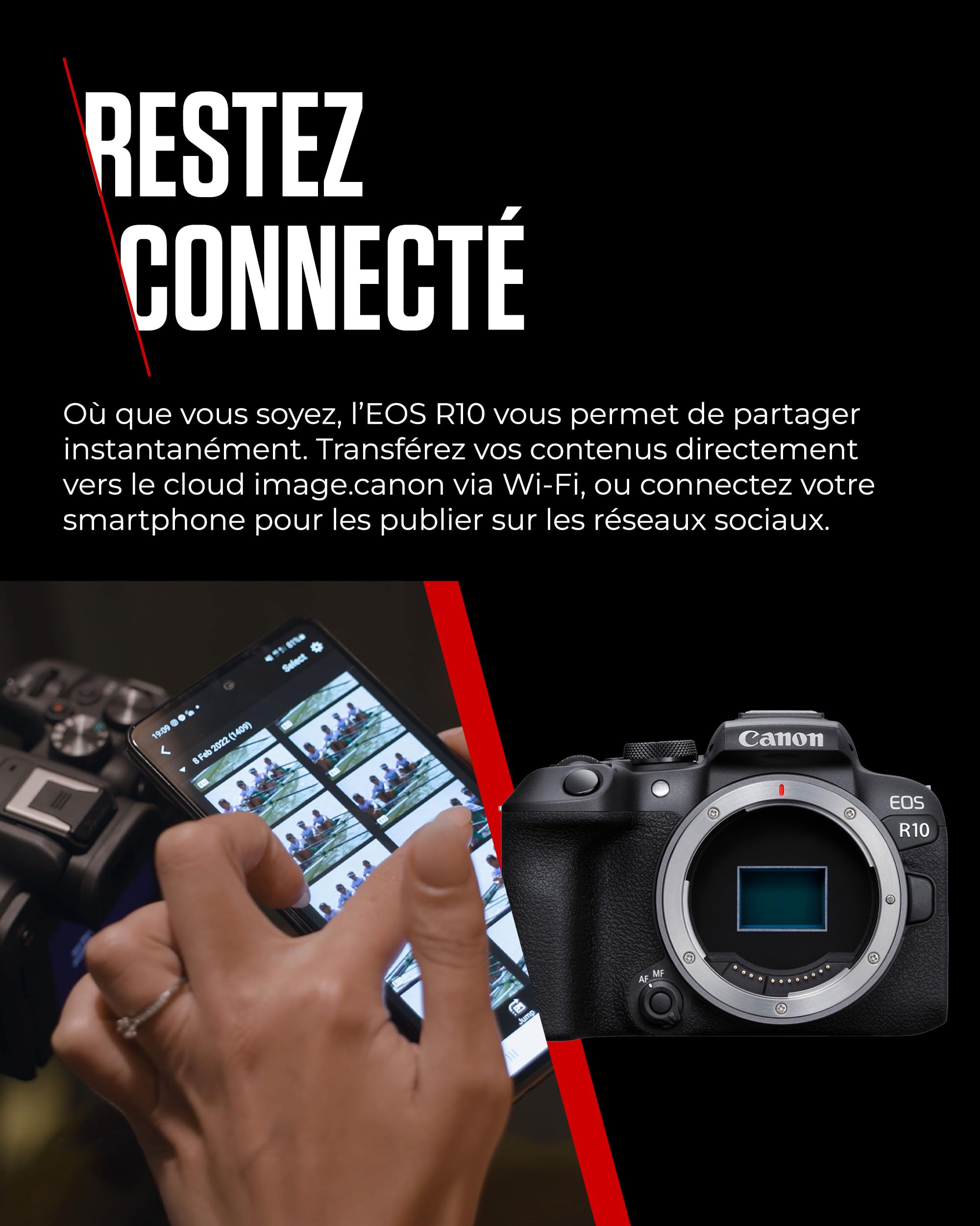 Appareil photo compact Canon EOS R10 (boîtier seul) - Appareil photo numérique - Autofocus CMOS Dual Pixel II et vidéo 4K jusqu'à 60 ips -Bluetooth, Wi-Fi USB-C - L’Allié Idéal De Toutes Vos Aventures