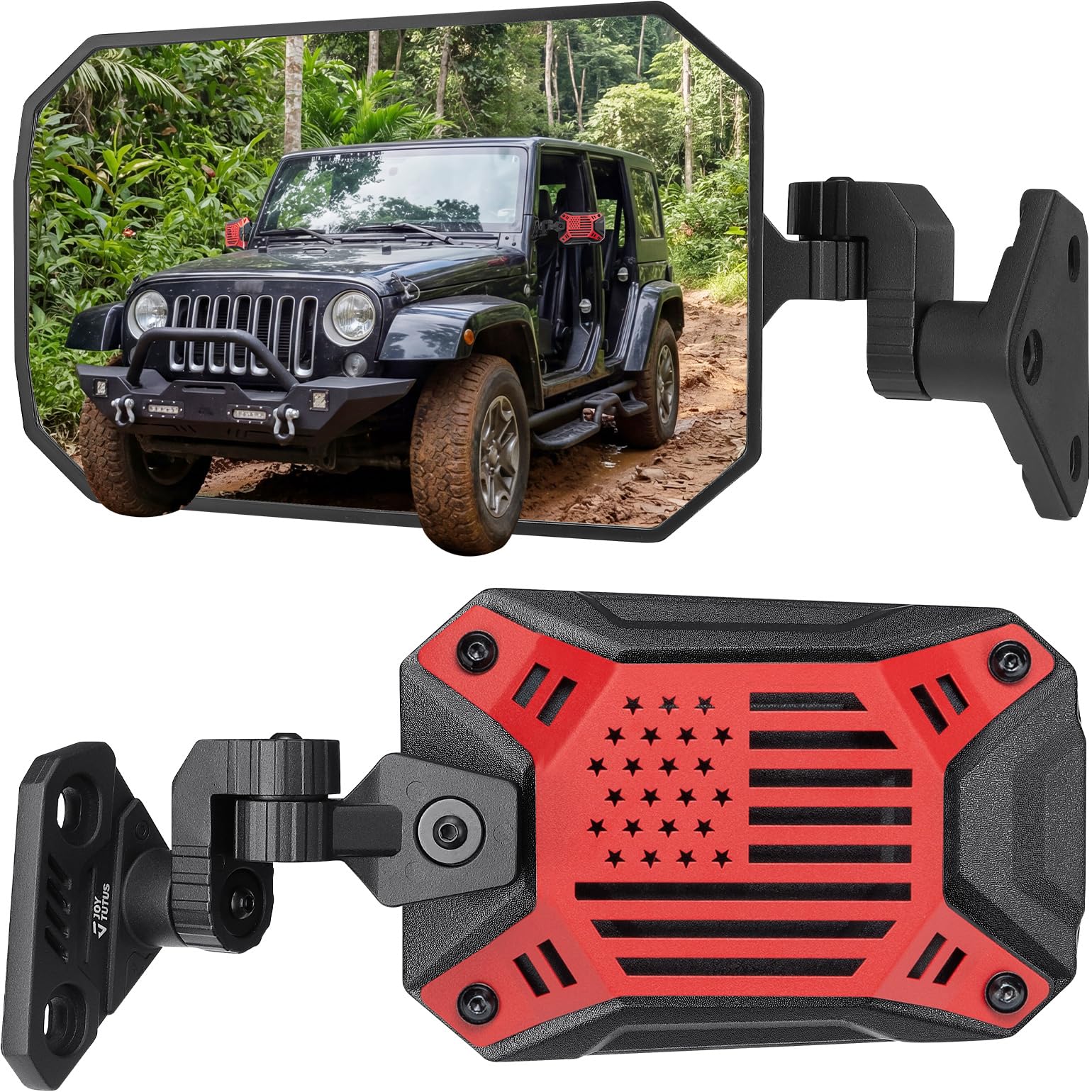 Photo 1 of JOYTUTUS Red Wrangler Side Mirrors Doors Off Compatible with 1997-2018 Wrangler TJ JK JK Unlimited, Wider View No Vibrate & Wobble, Breakaway Design for Off-Road (Does Not Fit on Doors)