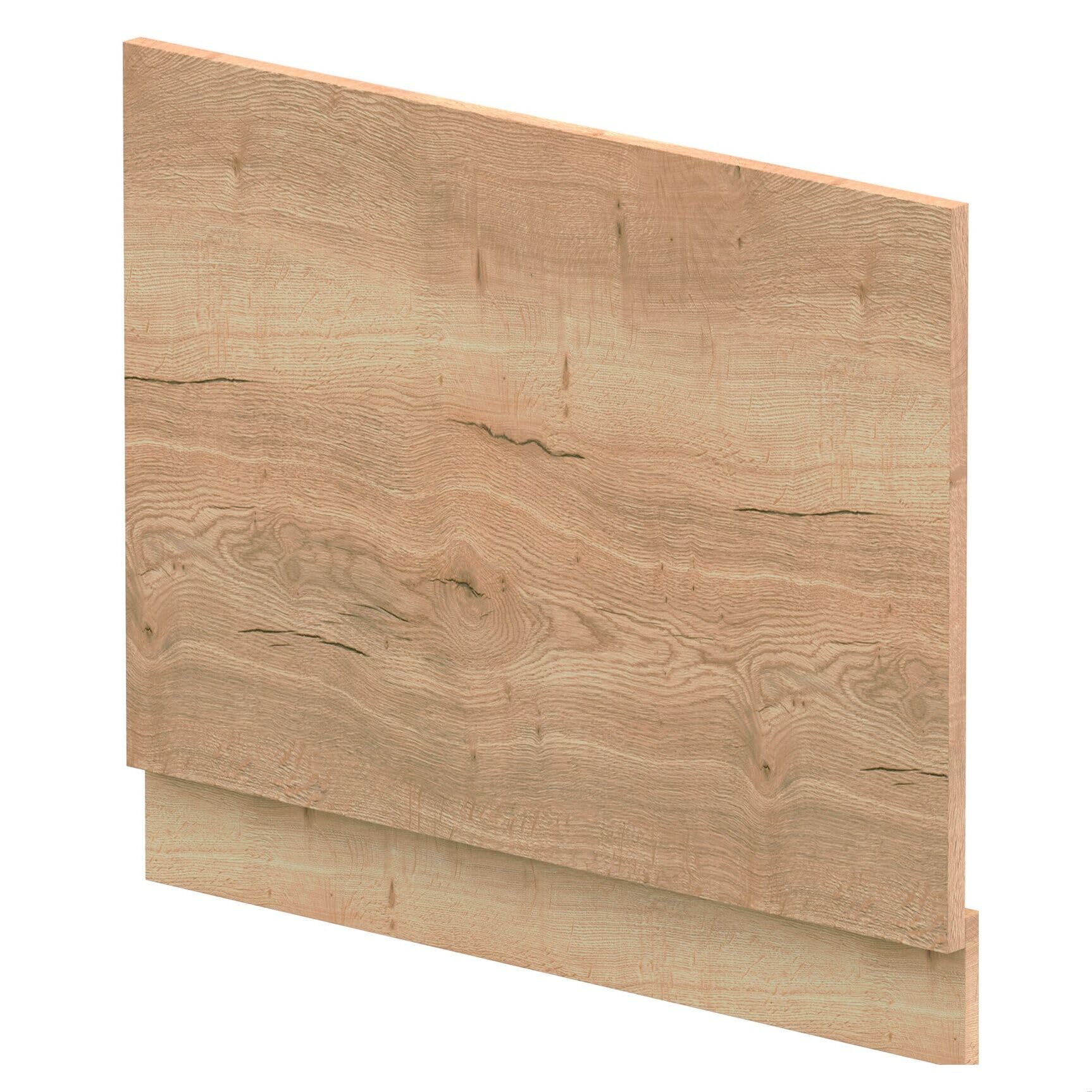 700Mm Edge/Power Straight End Bath Panel & Plinth - Textured Woodgrain Autumn Oak 5056678460450