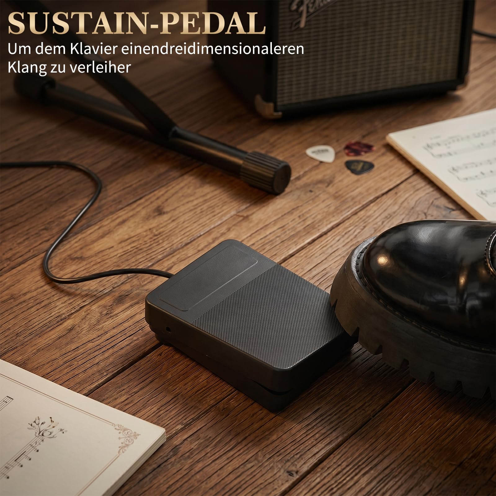 LEADZM Piano Numérique 88 Touches avec Support, Pédale de Sustain, Clavier Piano avec Pupitre, Casque et Microphone (Noirz)