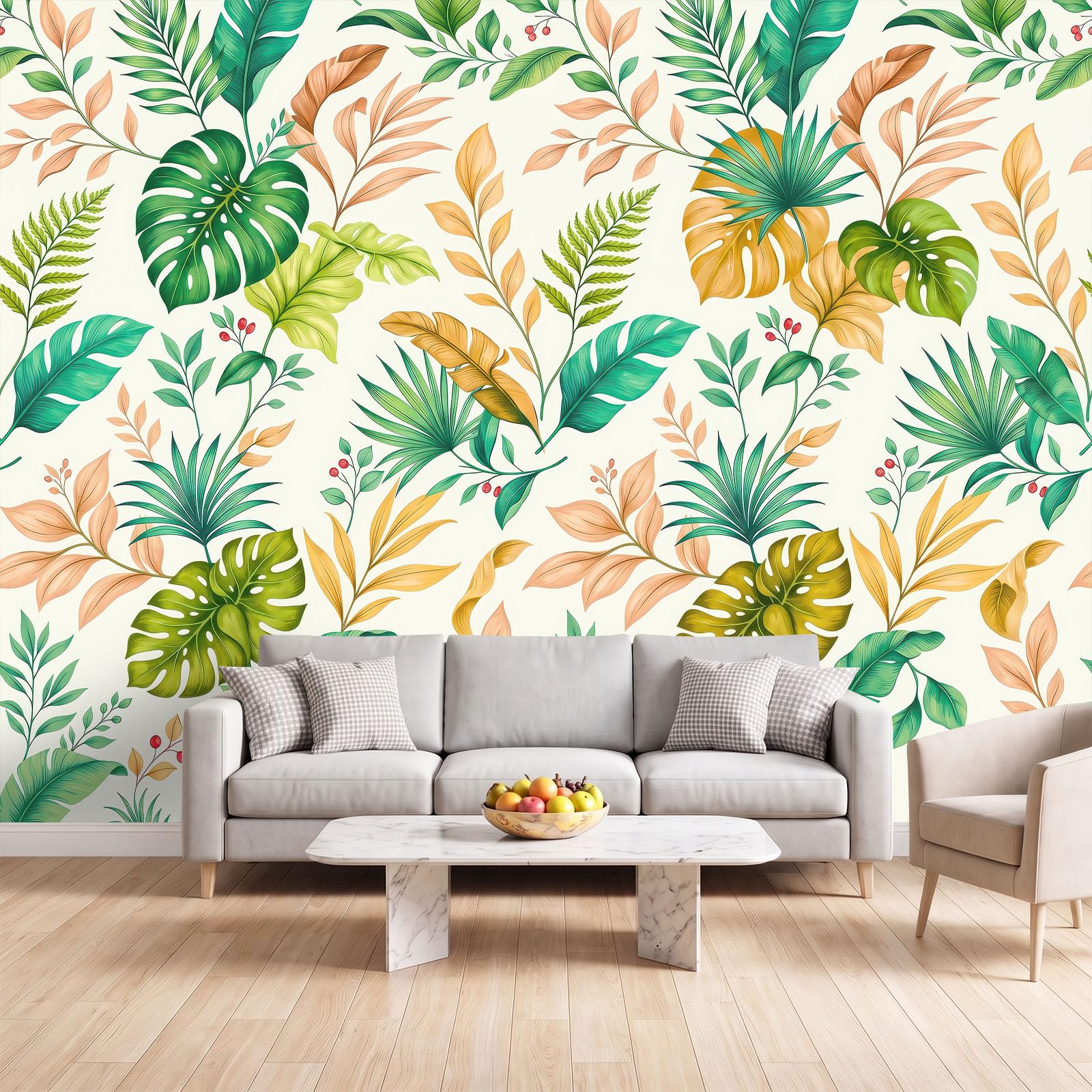 Tropikalne Monstera Liście Palmy Tapeta Fototapeta