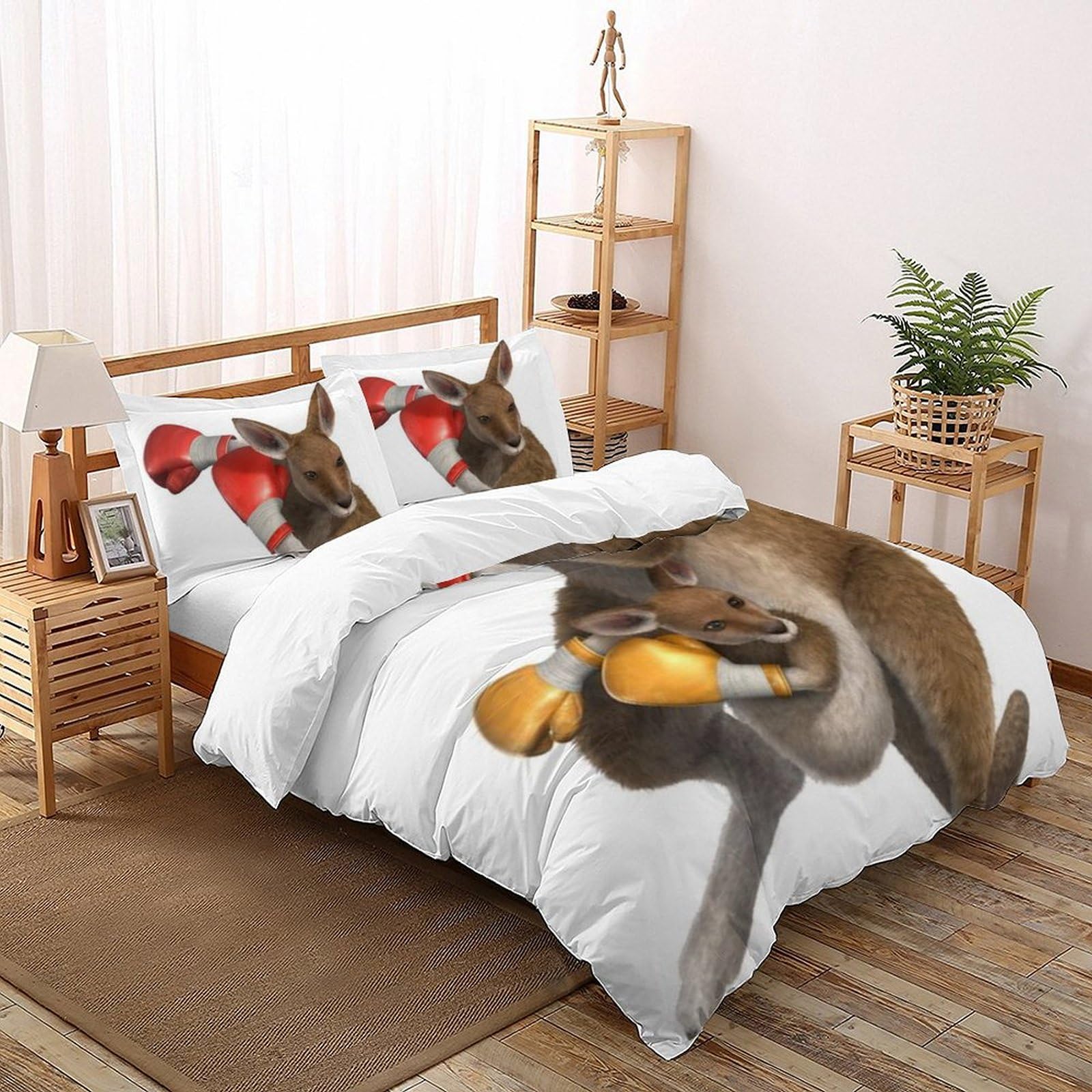 Housse de couette King Animaux Land 220x240cm microfibre hypoallergénique facile à laver pour enfants