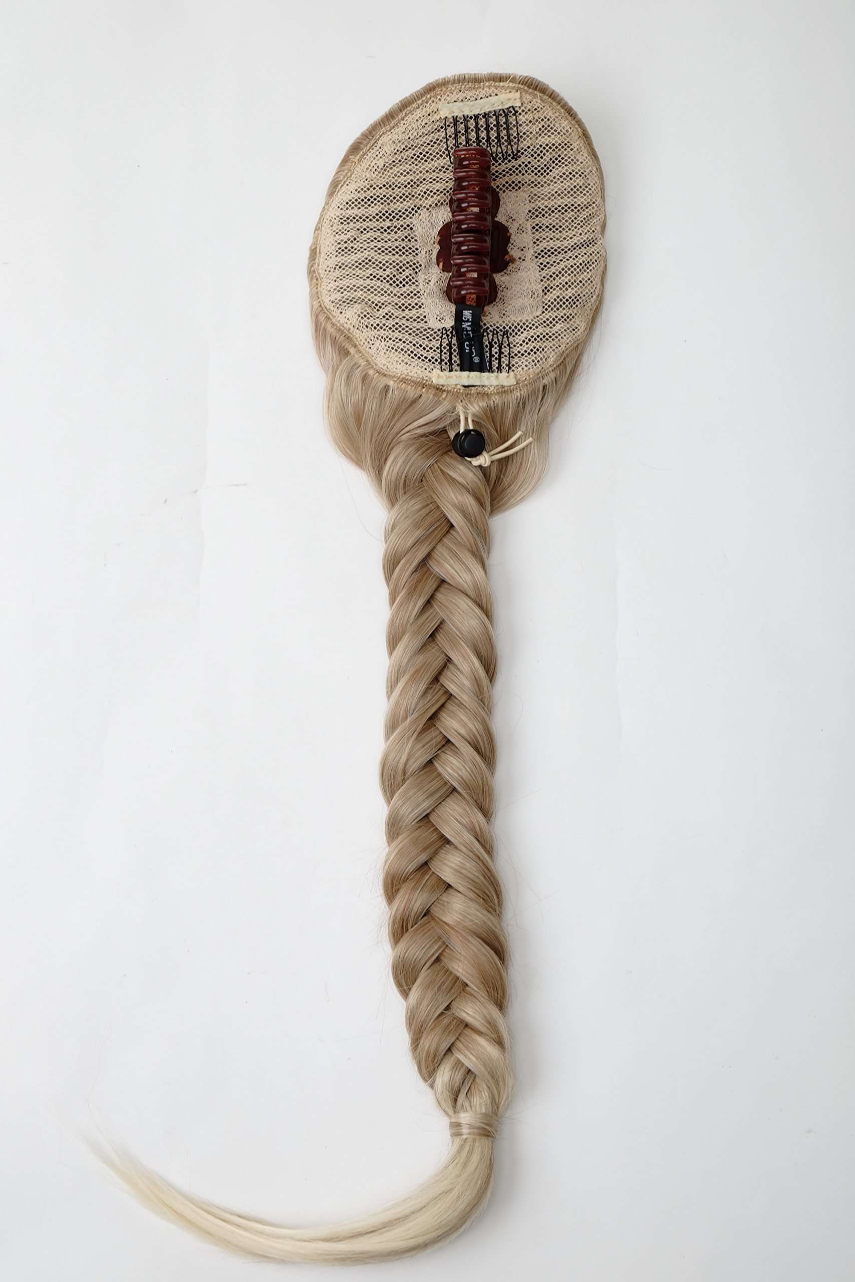 WIG ME UP - NC006-15BT613 Hairpiece Ponytail cue queue plaited braided halfwig very long elaborate blond mix platinum tips - Image 2