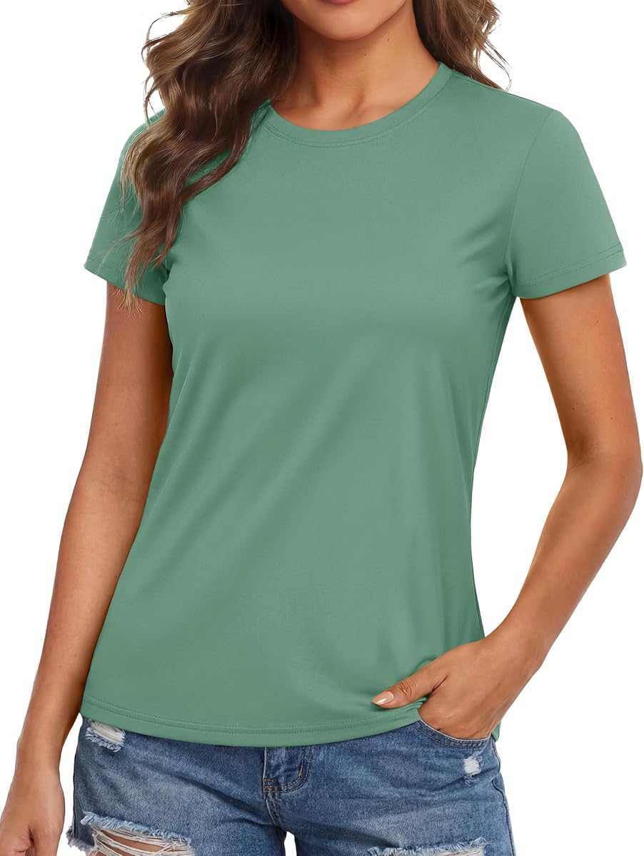 MAGCOMSEN Camisetas de entrenamiento para mujer Camisas de manga corta UPF 50+ de secado rápido Atlético Protección solar Rash Guard para mujer