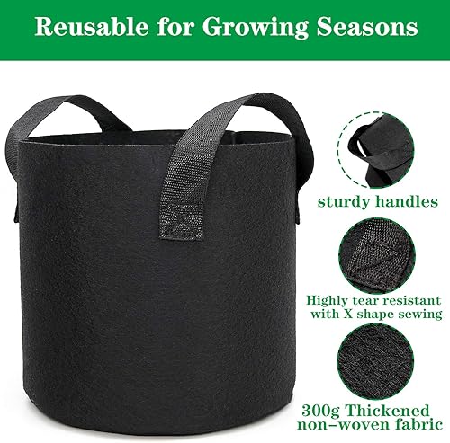 Miniatura 3 de HOOPLE Paquete de 6 bolsas de cultivo de 7 galones para jardín, resistentes no tejidas, aireación para plantas, macetas de tela para patatas,