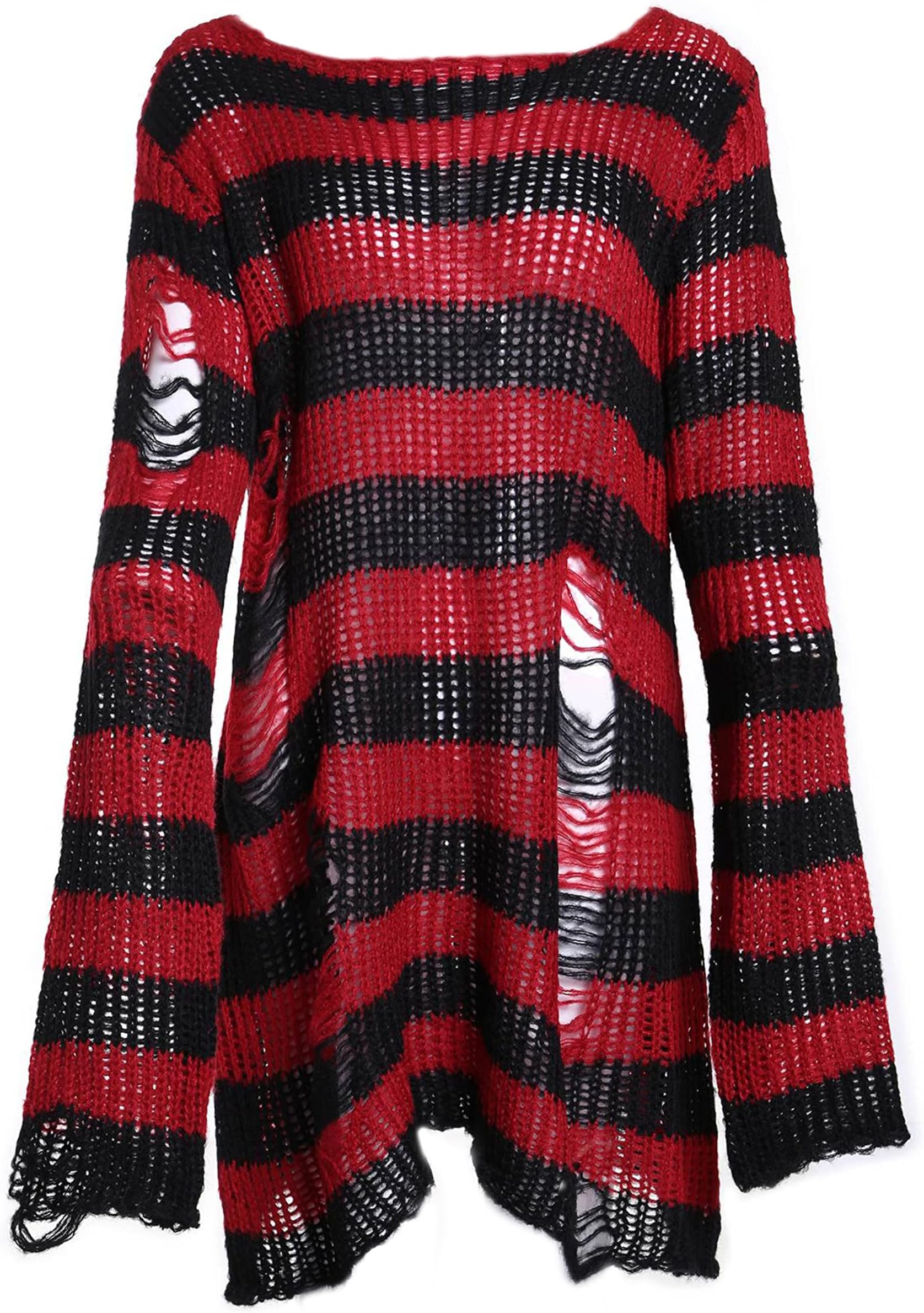 Punk Gothic Sweater for Women Men Hollow Out Loose Knit Pullover Tops