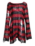 Punk Gothic Sweater for Women Men Hollow Out Loose Knit Pullover Tops