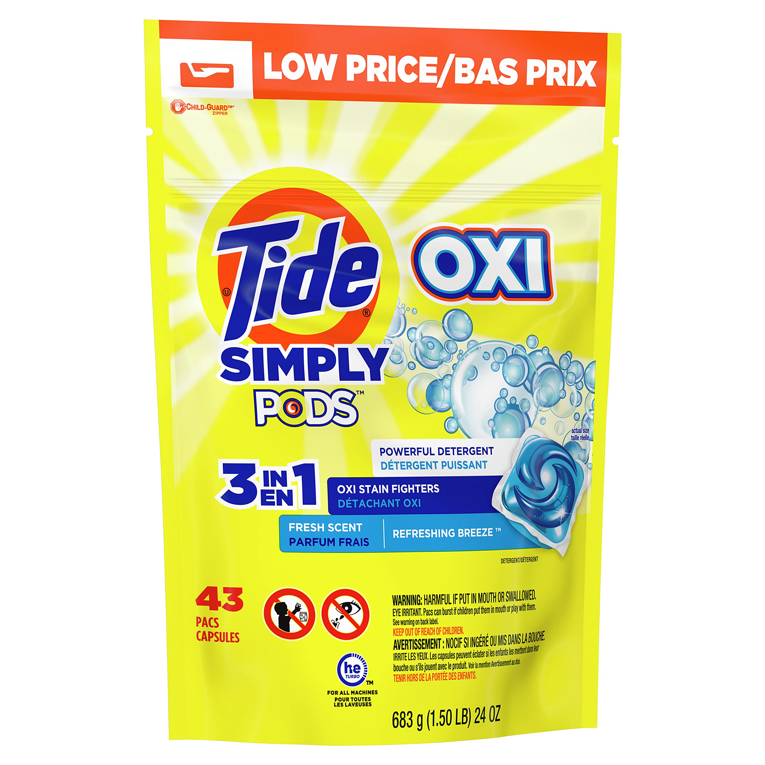Tide PODS Liquid Laundry Detergent Pacs, Original, 3 Bag Value Pack