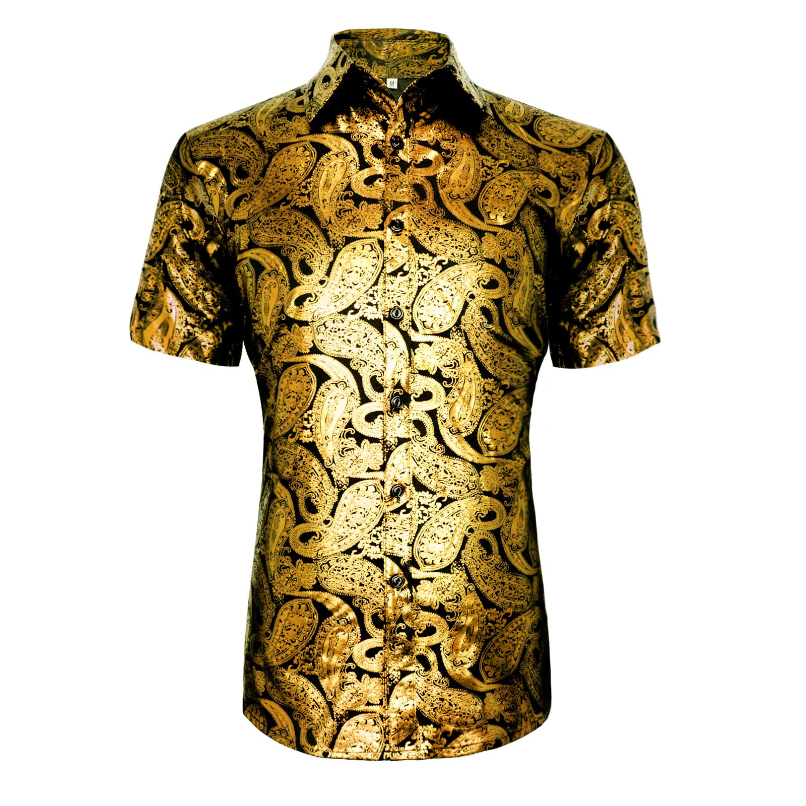 - Men's 70s Disco Shirt Retro Paisley Shitrs Short Sleeve Casual Party Costume