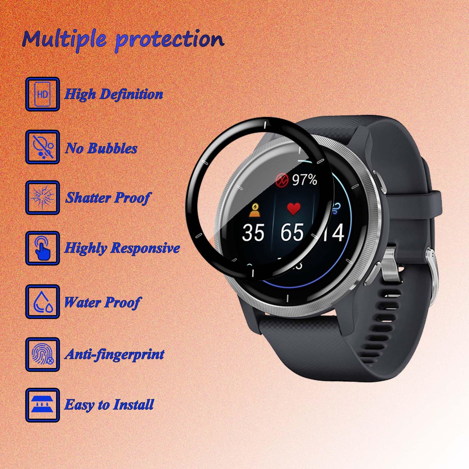 Pellicola Protettiva Compatibile con Garmin Venu 2 45mm, Anti-Graffio, HD TPU, 4 Pezzi