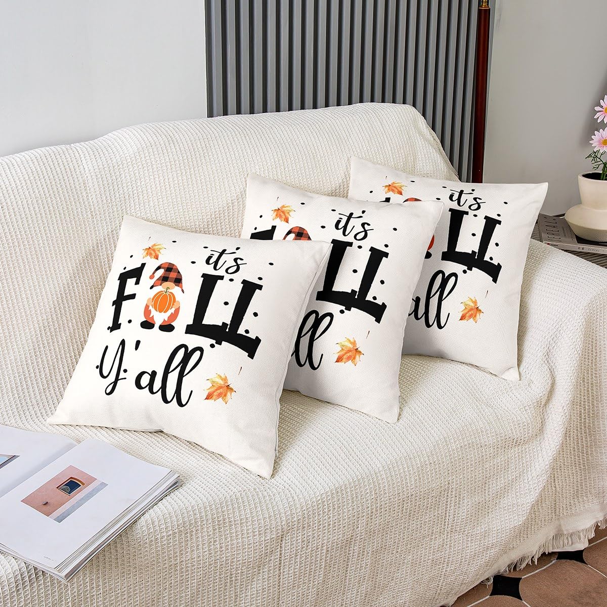 Jartinle 2 Federe Per Cuscini Autunnali 45x45 Cm Con Zucca E Scritte Thanksgiving – Impermeabili Per Esterno