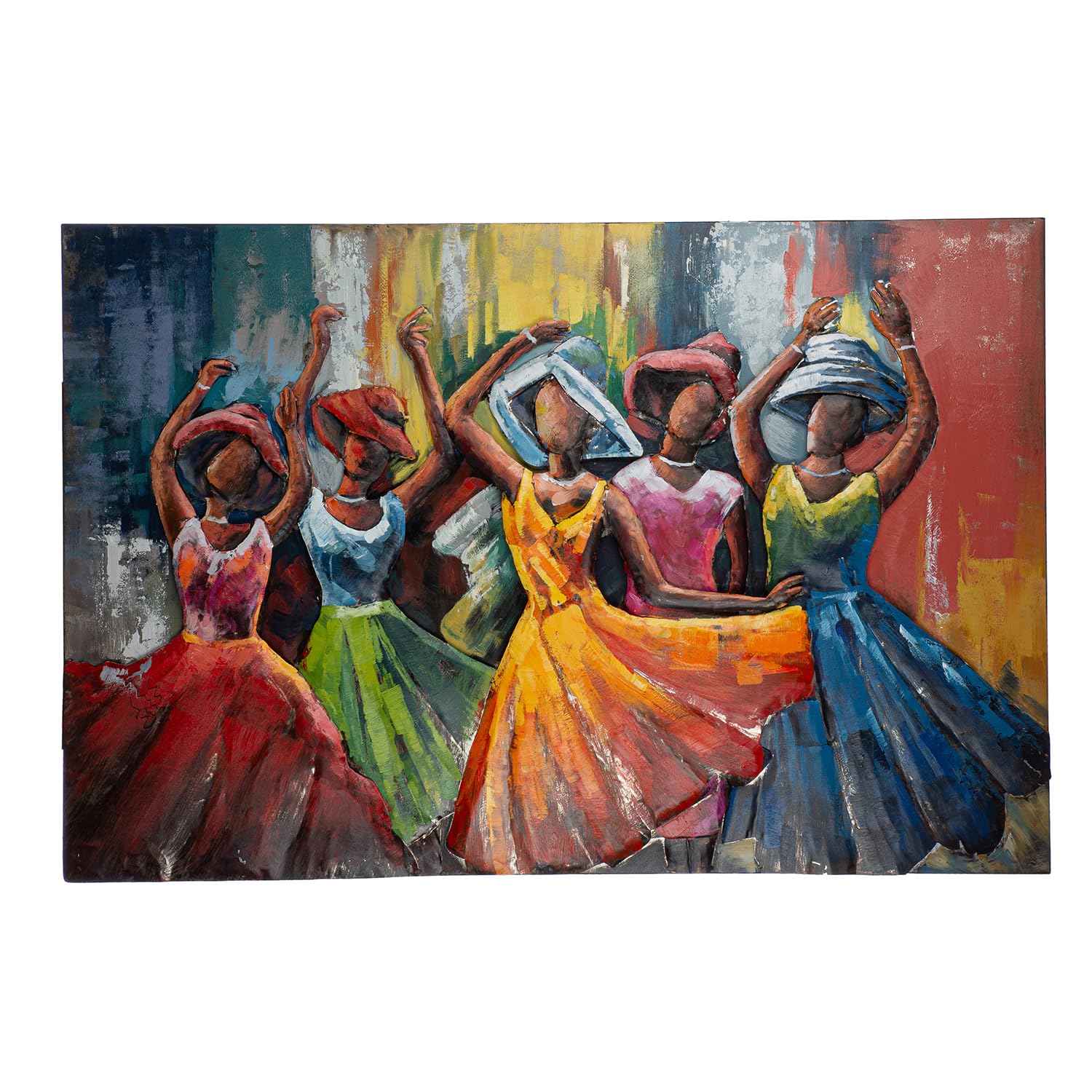 GILDE Metal Picture Lets Dance – Multi-Coloured – Textured – Woman Motif – Dancer Motif – Rectangular – Height 80 cm x Width 120 cm