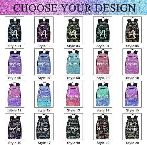 Miniatura 2 de MyPupSocks Mochila escolar personalizada con nombre personalizado mochila unisex, Multi 12, Tamaño único, Mochilas Daypack