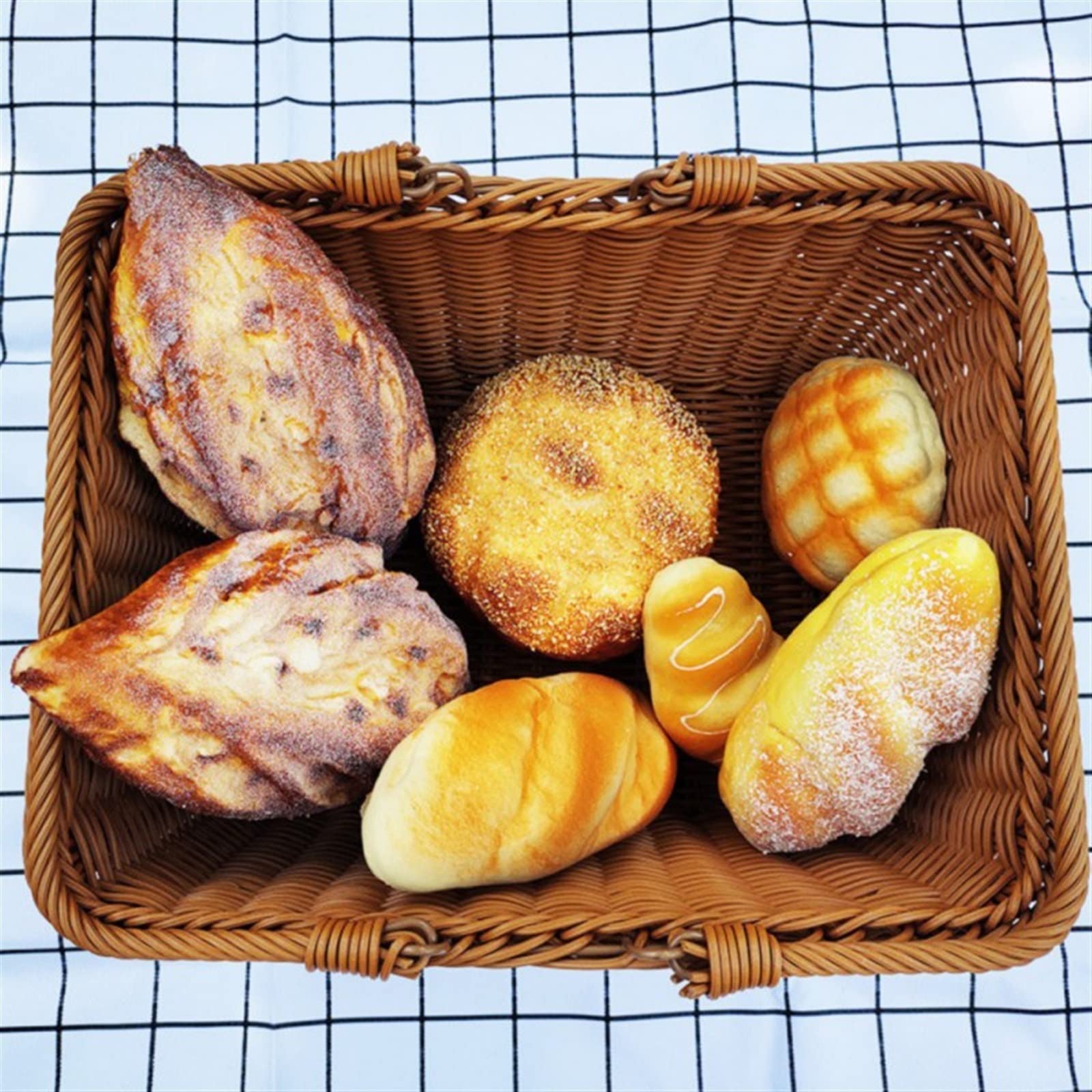 Petit Panier de Pique-Nique Fait à la Main en Imitation rotin avec poignée pour Pique-Nique de Camping， Panier de Rangement en Osier tressé， Porte-Fruits，