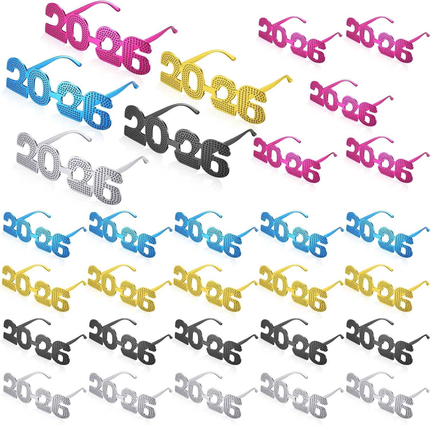 LEIFIDE 2026 Glasses Graduation Eyeglasses Glitter 2026 Plastic Eyeglasses for Party Favors Photo Booth Props