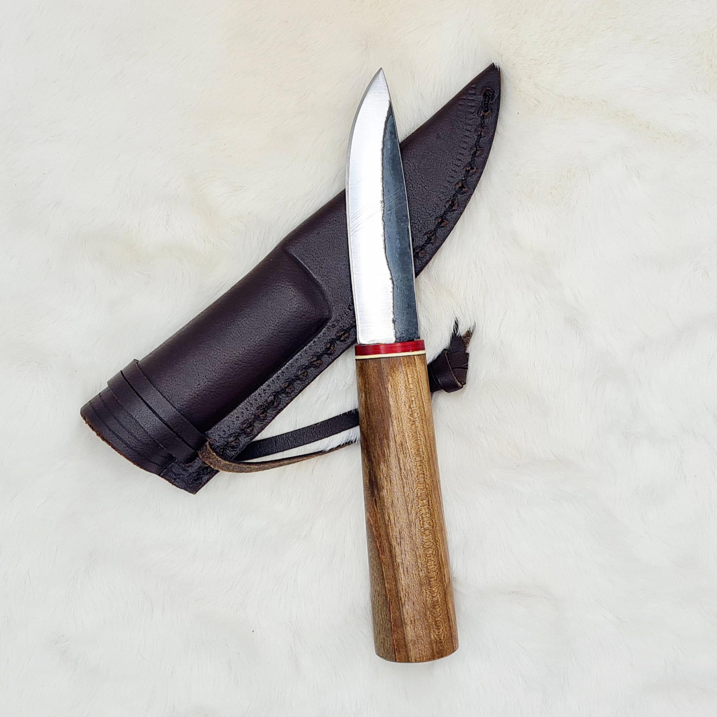 Coltello medievale | Coltello vichingo fatto a mano | Coltello celtico per giardino e campeggio con borsa in pelle | LARP | HFK28