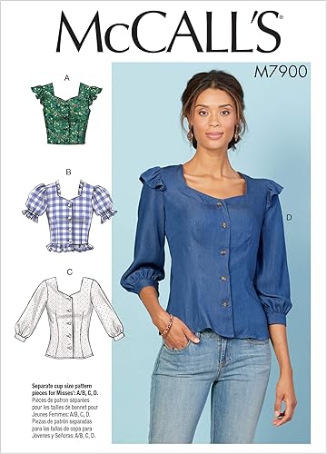 McCall Pattern - Blusa con puños fruncidos para mujer, tallas 6-14, patrón de costura