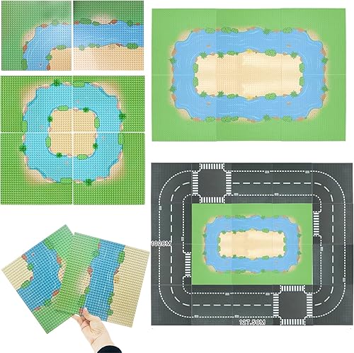 Miniatura 6 de TACYILLU Paquete de 6 placas base con patrón de ríos de pastizales de 10 x 10 pulgadas, placa base de ladrillo de construcción ajustada con las