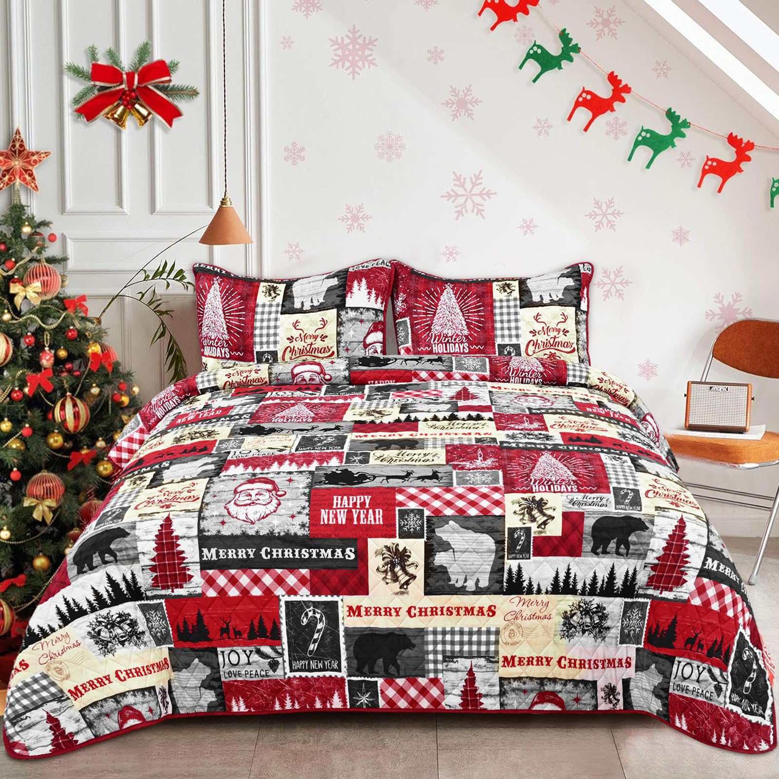 amazon-framics-christmas-quilt-queen-size-red-3-pieces-buffalo