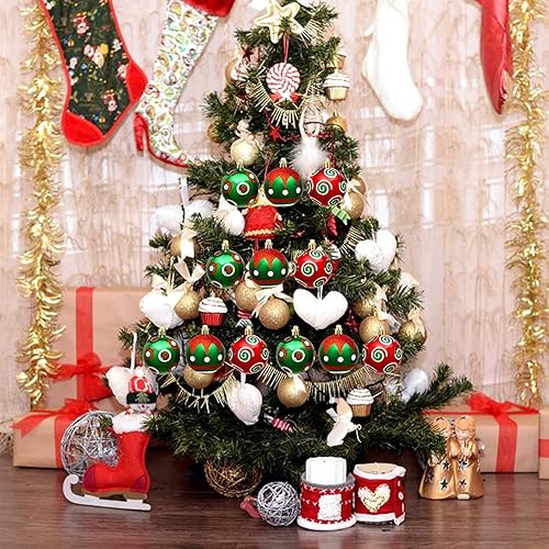 Miniatura 10 de Juego de 30 bolas de Navidad para decoración de árbol de Navidad, 2.4 in, inastillables, adornos para árbol de Navidad, corona de Navidad y