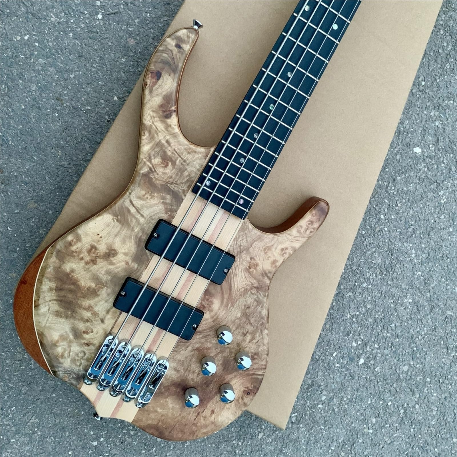 Electric Guitar Kits Five String Electric Bass Tree Burl Solid Wood Single Board Amplifier Circuit Neck Sandwich Body