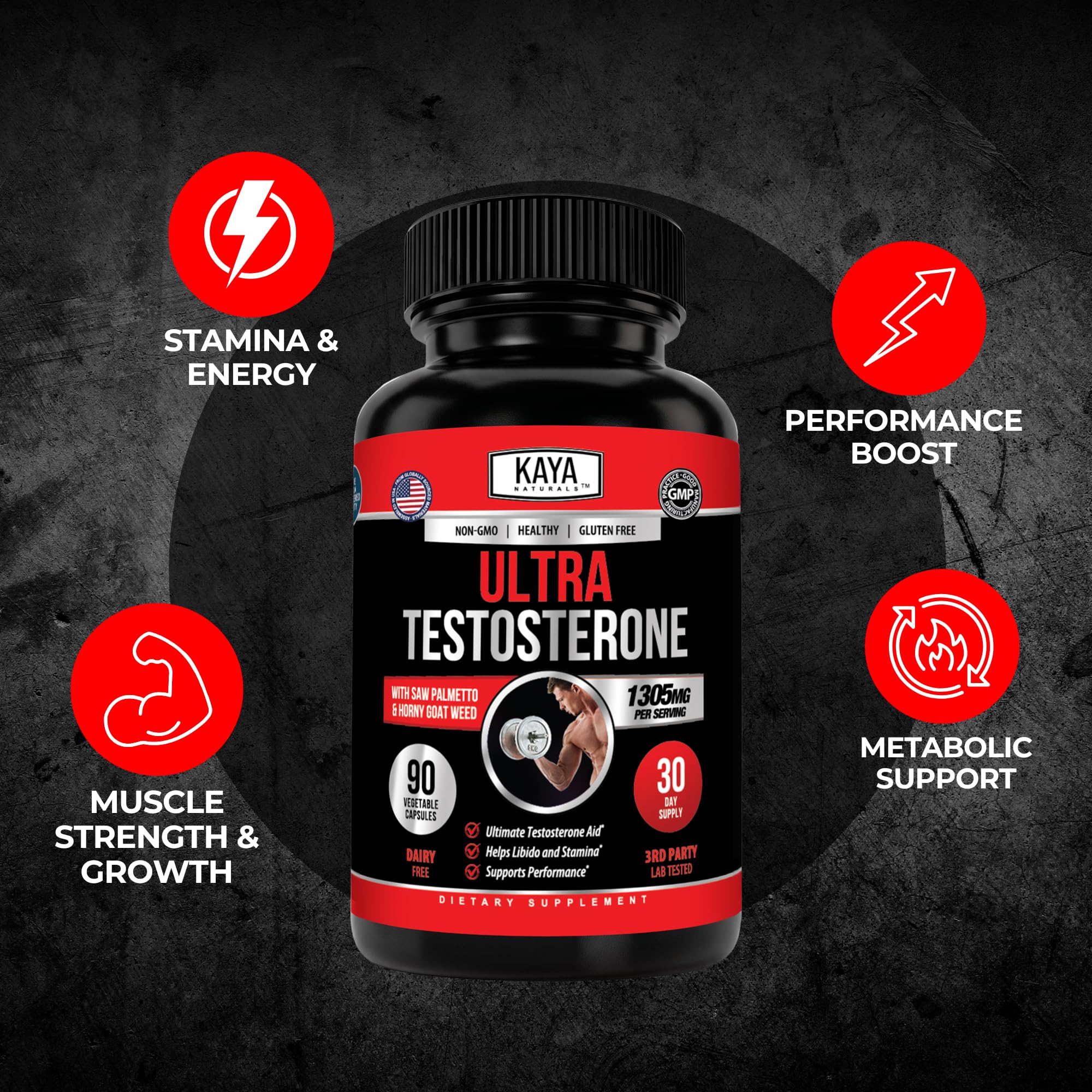 Kaya Naturals Ultra Testosterone - Men's Testosterone Booster - 90 Count — Amazon image 4