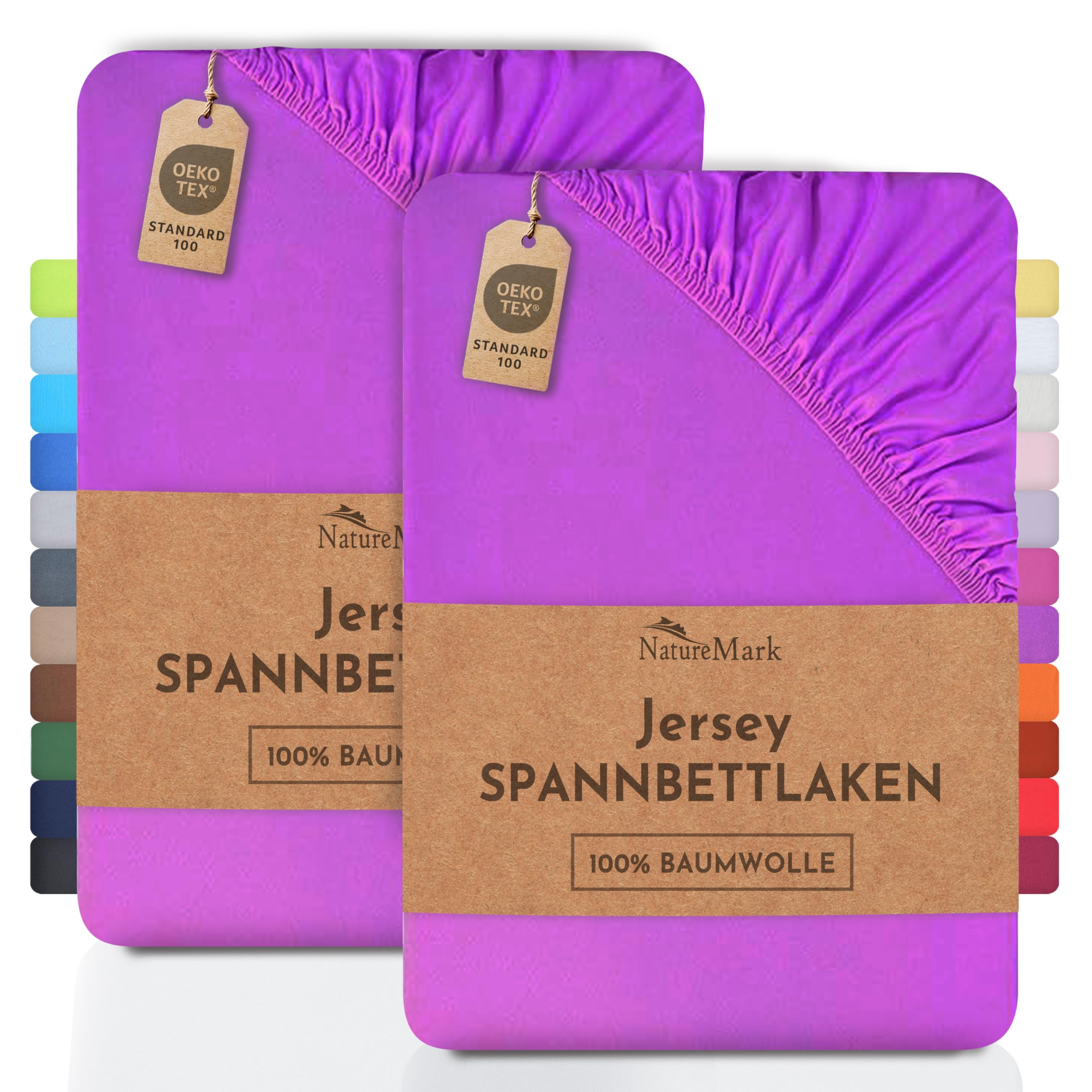 2 Jersey Spannbettlaken Spannbetttuch Baumwolle Qualität Ökotex Standard 100