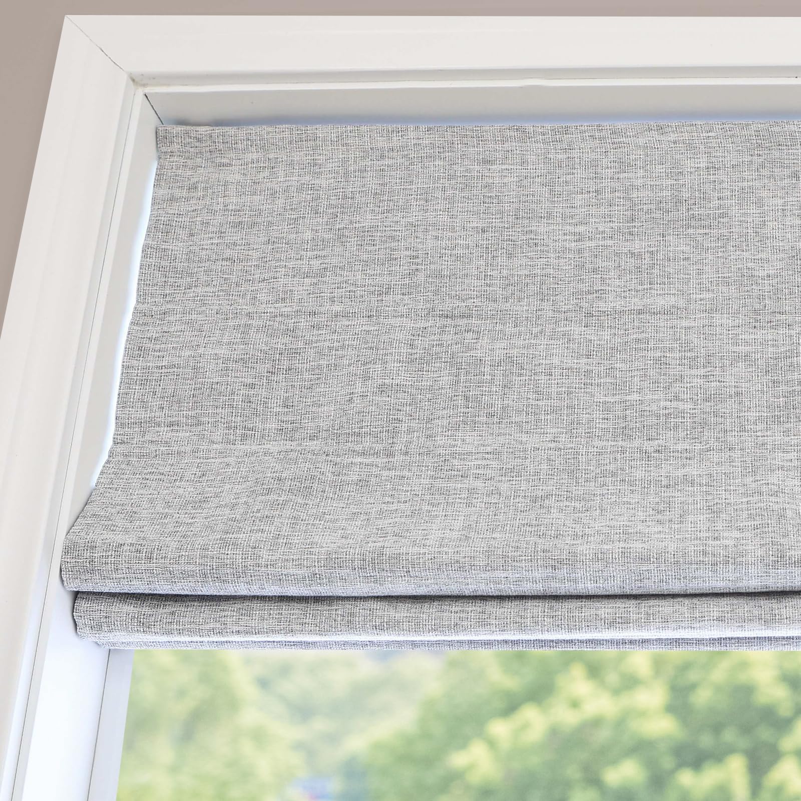Cordless Grey Roman Shades, Blackout Light Filttering Custom Roman Window Shades，Washable Fabric Roman Shades for Windows, Doors, French Doors, Kitchen Windows
