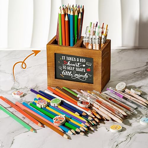 Miniatura 3 de MALLMALL6 Regalos de agradecimiento para profesores, soporte para lápices con forma de lápiz para profesores, organizador de escritorio de madera,