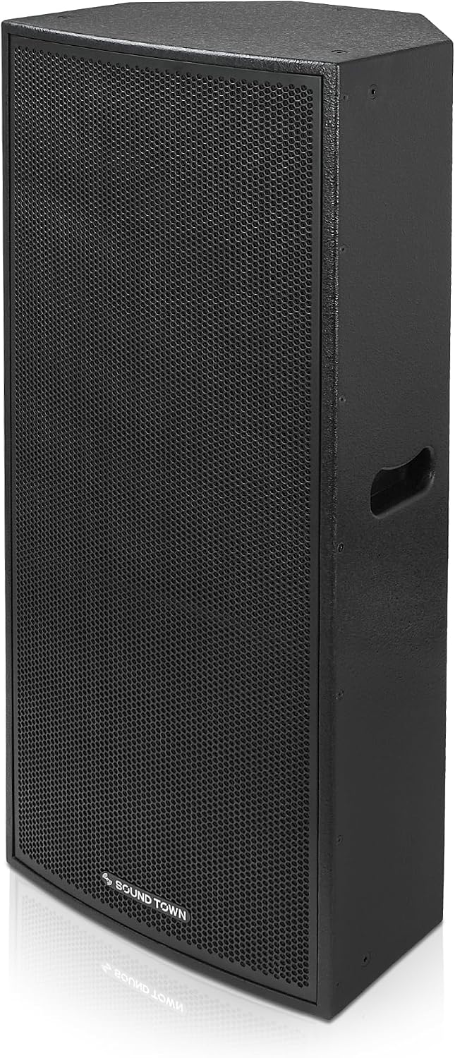 Sound Town CARME Series Dual 15" 2-Way Class-D Powered Professional PA DJ Speaker with DSP & TWS for Live Sound, Church, Lounge, Bar Installations, Black (CARME-215BPW)