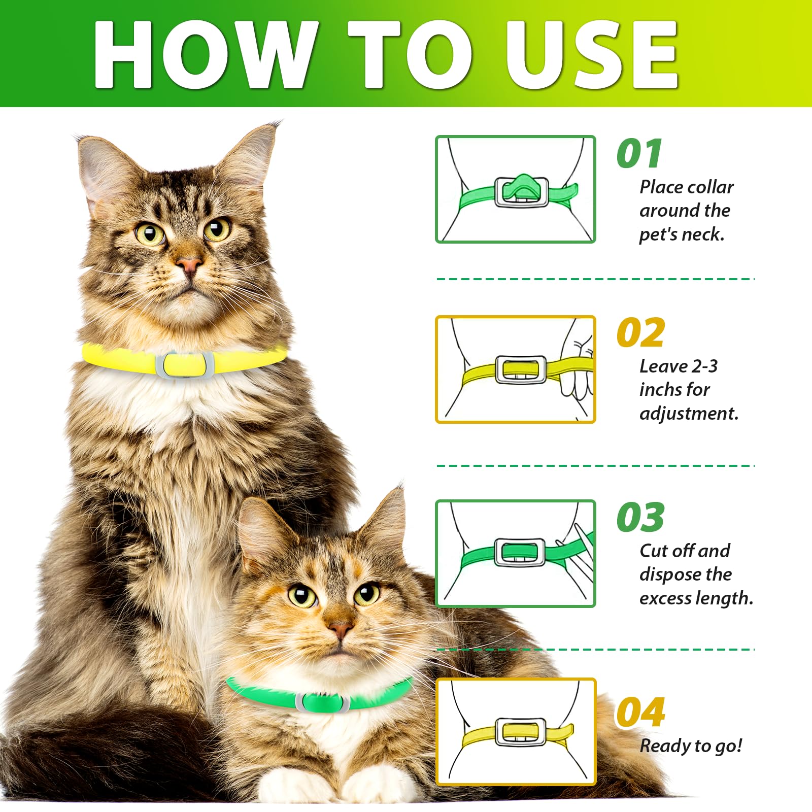 Collare Di Zecca Per Gatti, Collare Di 4Pack Per Gatti Con, Sicuro Ed Efficace Per Il Controllo Delle Pulci E Zecche, Design Impermeabile E Rimovibile, Protezione Di 24 Mesi Per Tutti I Gatti