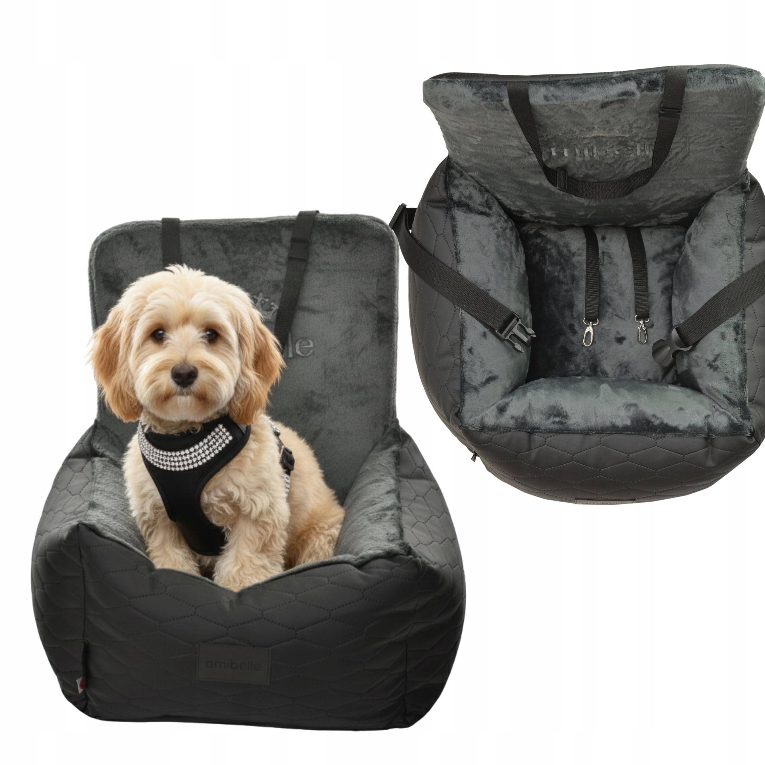 Hunde Autositz 50x50 cm Schwarz - 2in1 Sitz für Hund und Katze