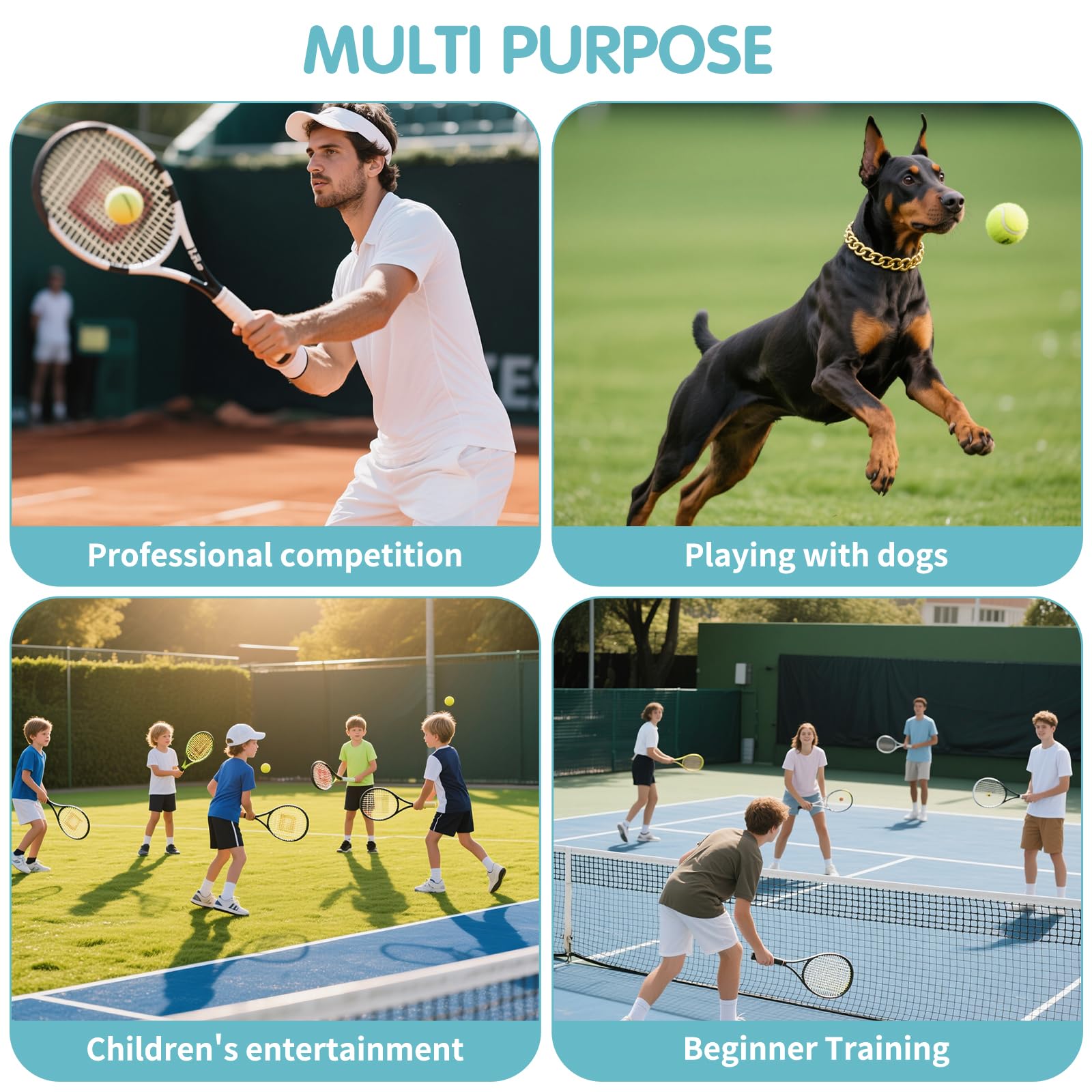Balles de Tennis pour Chien, 12 Pièces, Balles de Tennis Récréatives pour Débutants