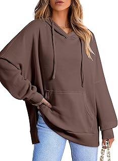 Oversized Hoodies for Women Casual Long Sleeve Waffle Knit Drawstring Si...