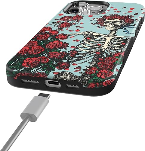 Vista 993 de Casely Funda para iPhone 15 Pro Max Jardín Secreto Flores mixtas Funda atrevida Compatible con MagSafe y botón de acción Secret Garden
