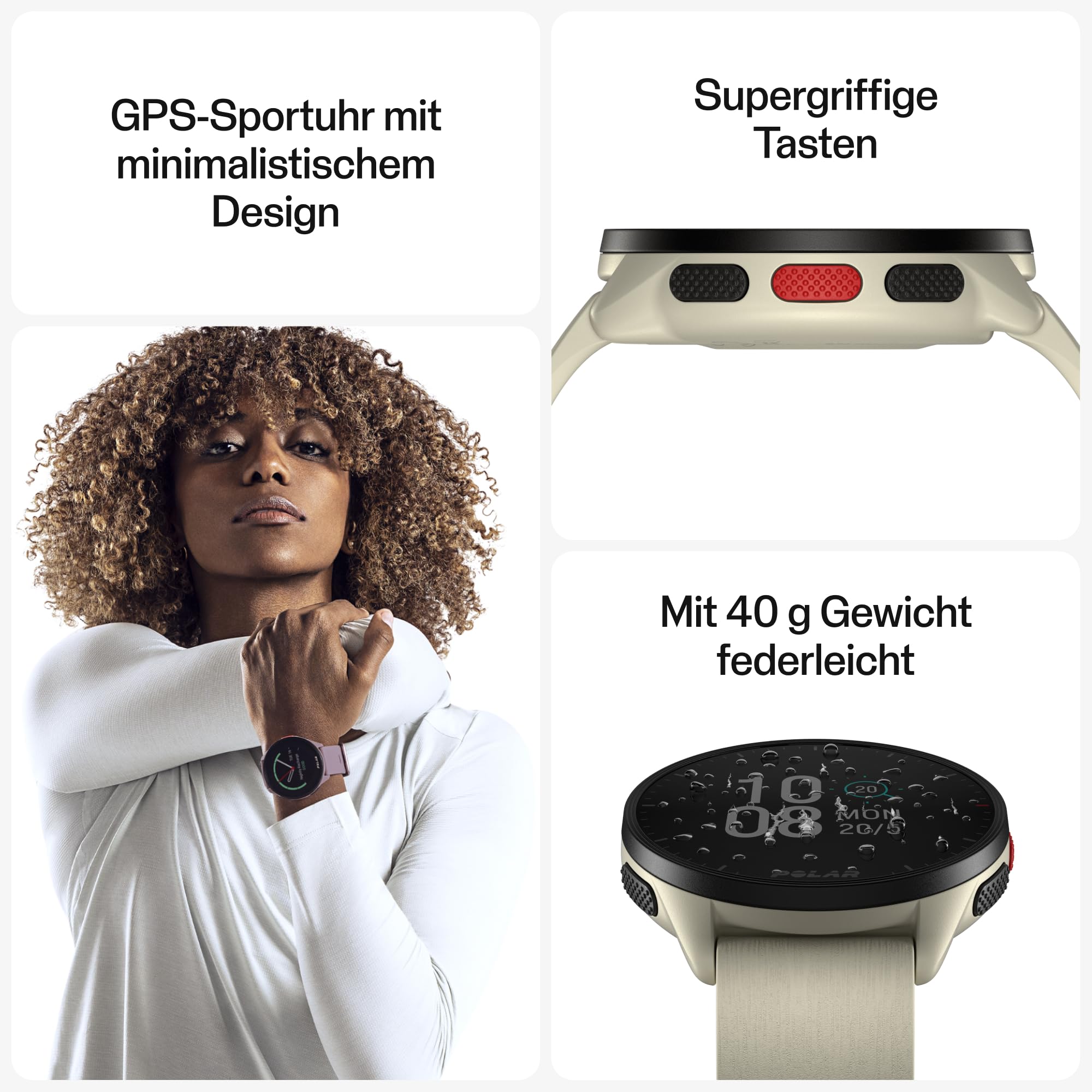Polar Pacer GPS-Laufuhr mit Pulsuhr & Musiksteuerung - Ultraleicht mit Hellem Display & Griffigen Tasten - Personalisiertes Training & Langer Akku – Bild 4