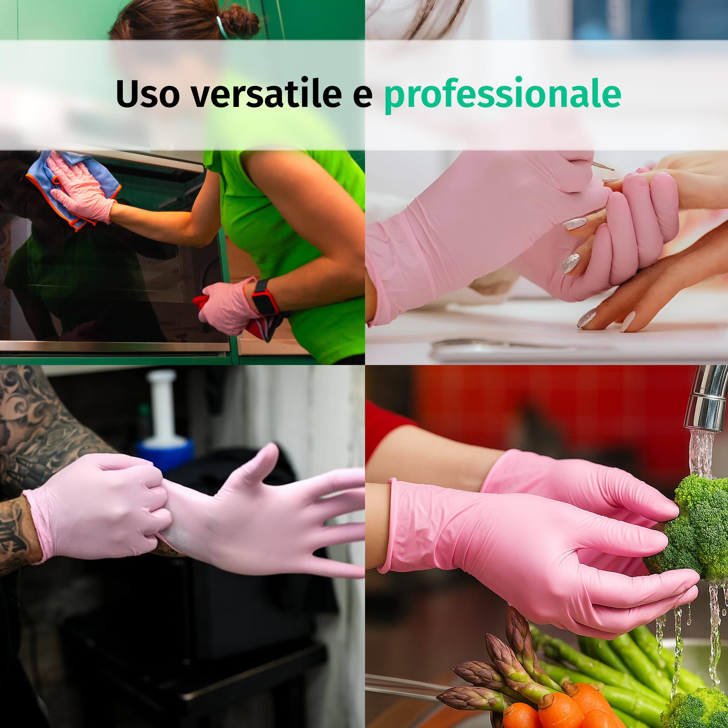 SF Guanti Nitrile M Rosa – 1000 Guanti Monouso Resistenti e Professionali (10×100), Senza Lattice e Senza Polvere