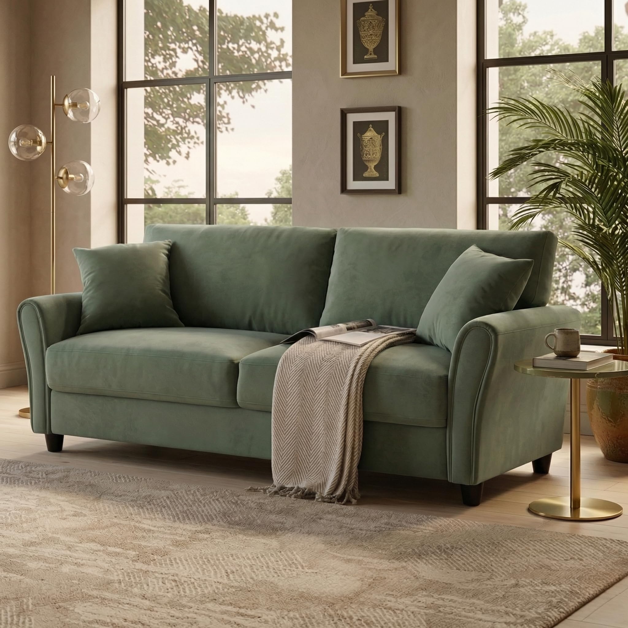3 Seater lceola Premium Fabric Sofa |Stylish and Comfortable Living Room Furniture| Heavy Quality Sofa and Builtin| Throne of Comfort (Frosty Green, 3 Seater)-image-35