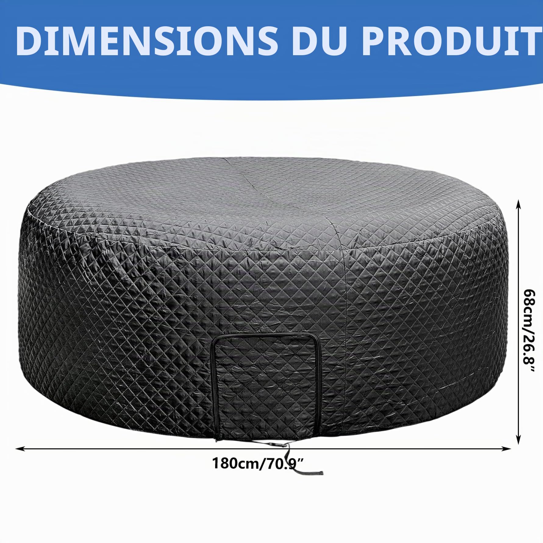Couverture de Spa, couvertures de Spa Rondes isolées, Protection Contre la poussière et Le Soleil, couvertures imperméables Remplacement, 180x68 cm
